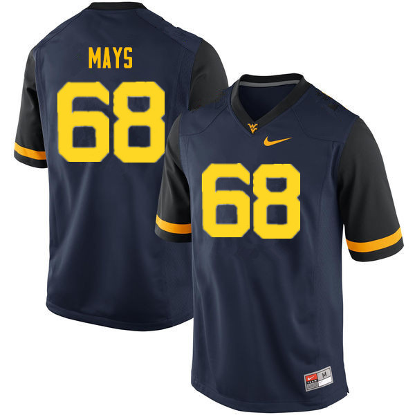 NCAA Men's Briason Mays West Virginia Mountaineers Navy #68 Nike Stitched Football College Authentic Jersey HF23N64GQ